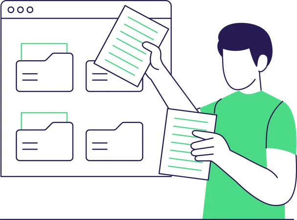 Businessman doing data management  Illustration