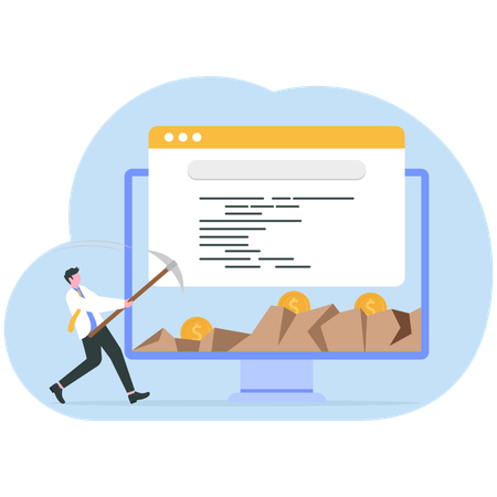 Businessman doing data mining  Illustration