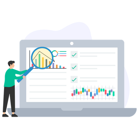 Businessman doing Data Monitoring analysis  Illustration