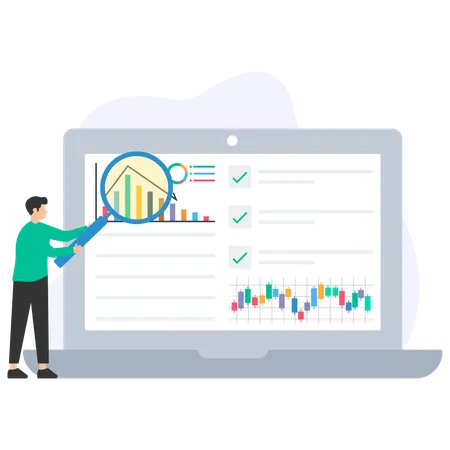 Businessman doing Data Monitoring analysis  Illustration