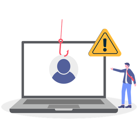 Businessman doing data phishing  Illustration