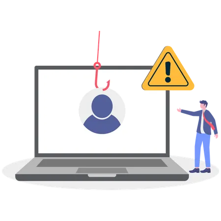 Businessman doing data phishing  Illustration
