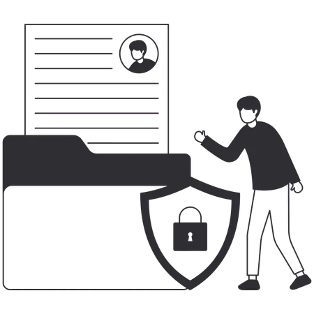 Businessman doing data protection  Illustration