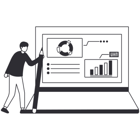 Businessman doing data visualization  Illustration