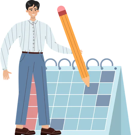 Businessman doing deadline management  Illustration