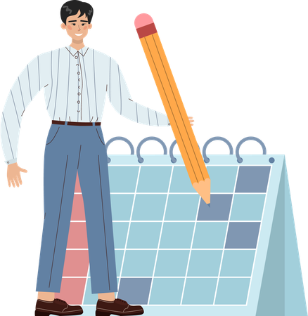 Businessman doing deadline management  Illustration