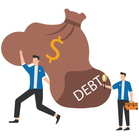 Businessman doing debt analysis  Illustration