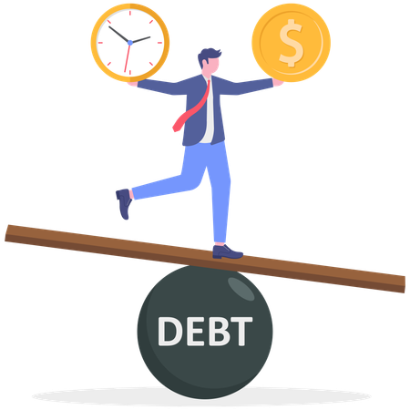Businessman doing debt balancing  Illustration