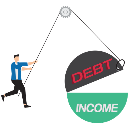 Businessman doing debt management  Illustration