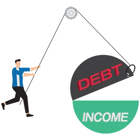 Businessman doing debt management  Illustration