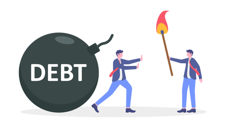 Businessman Doing Debt Management  Illustration