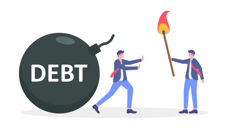 Businessman Doing Debt Management  Illustration