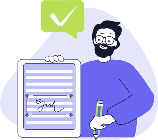 Businessman doing digital signature  Illustration