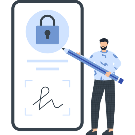 Businessman doing digital signature  Illustration