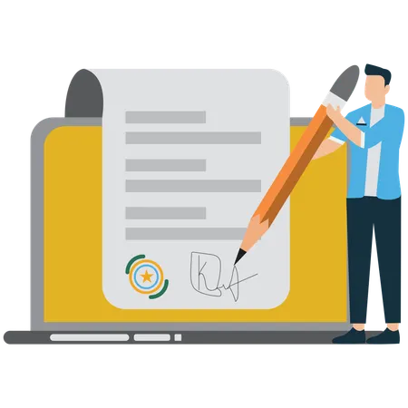 Businessman doing digital signature  Illustration