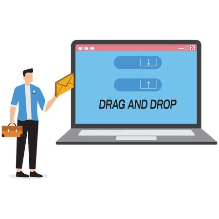 Businessman doing drag and drop files  Illustration