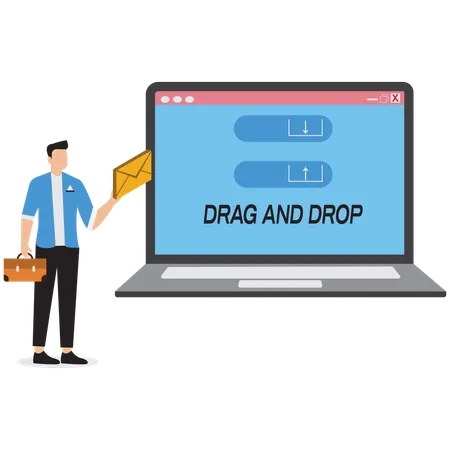 Businessman doing drag and drop files  Illustration