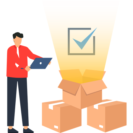 Businessman doing E-commerce Order Fulfillment  Illustration