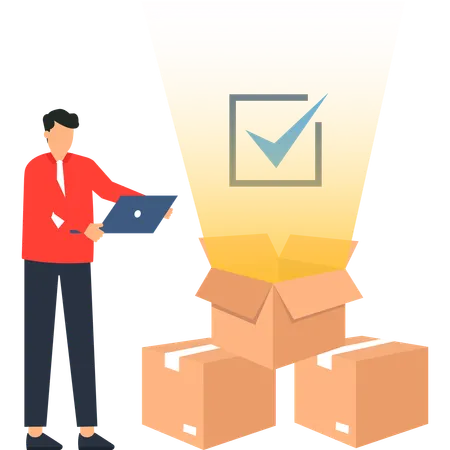 Businessman doing E-commerce Order Fulfillment  Illustration