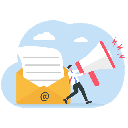 Businessman doing E-mail marketing  Illustration