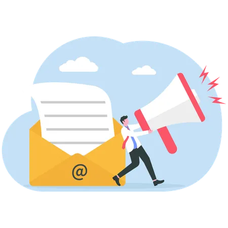 Businessman doing E-mail marketing  Illustration