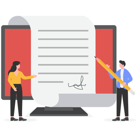 Businessman doing E-signature  Illustration