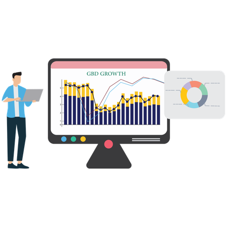 Businessman doing Economic Forecast  Illustration