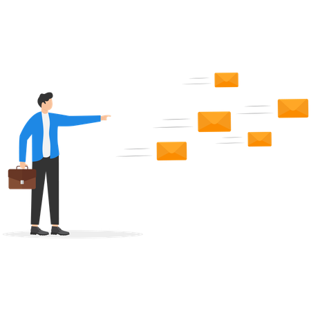 Businessman doing email marketing  Illustration