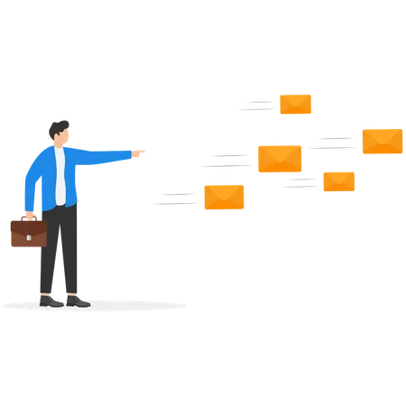 Businessman doing email marketing  Illustration