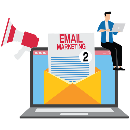 Businessman doing email marketing campaign  Illustration