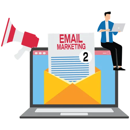Businessman doing email marketing campaign  Illustration
