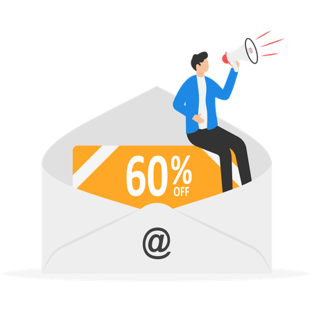 Businessman doing email marketing  Illustration