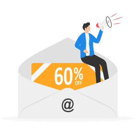Businessman doing email marketing  Illustration