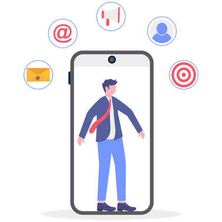 Businessman doing email marketing  Illustration