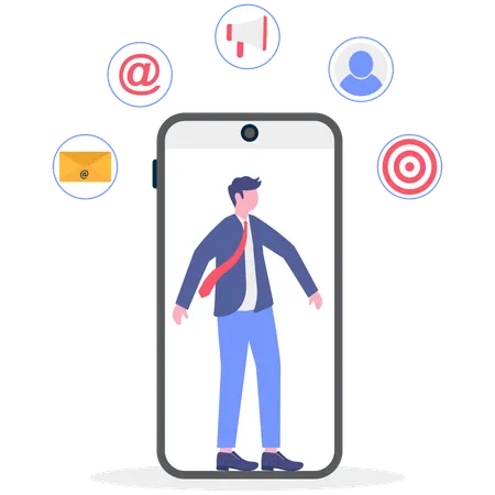 Businessman doing email marketing  Illustration