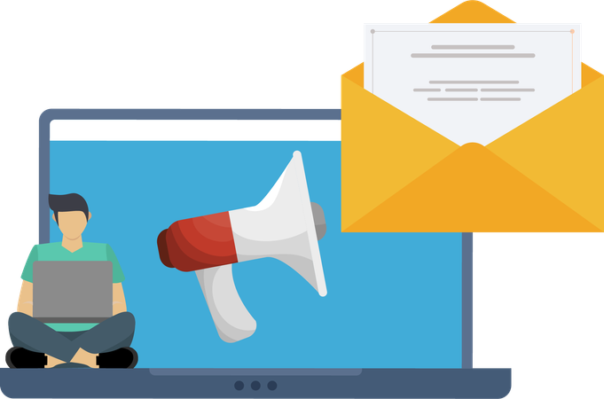 Businessman doing email marketing  Illustration
