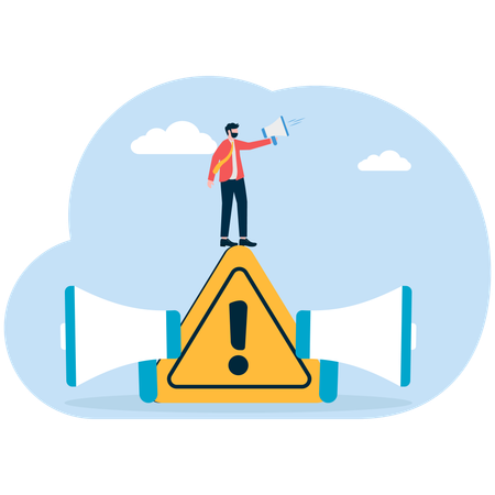 Businessman doing emergency announcement  Illustration