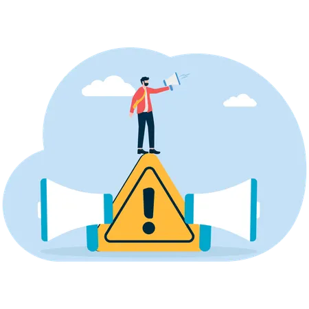 Businessman doing emergency announcement  Illustration