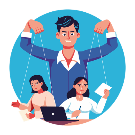 Businessman doing employee manipulation  Illustration