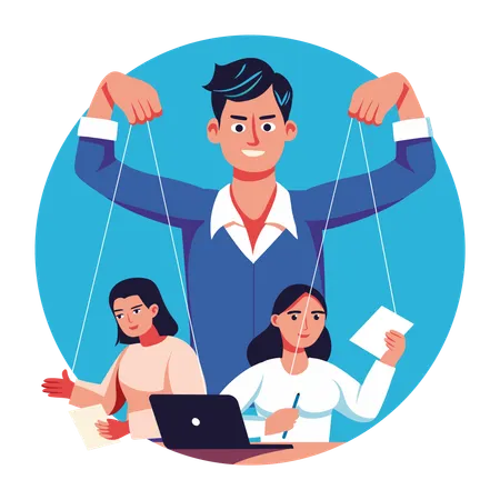 Businessman doing employee manipulation  Illustration