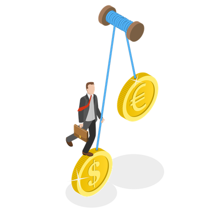 Businessman doing Euro and Dollar Exchange  Illustration