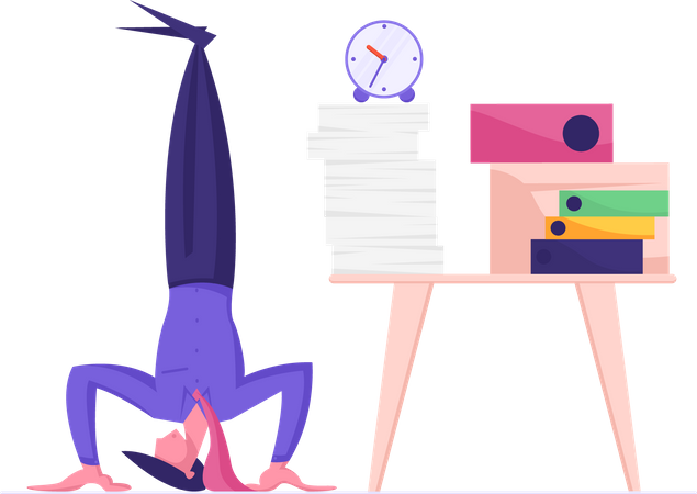 Businessman doing exercise at office  Illustration