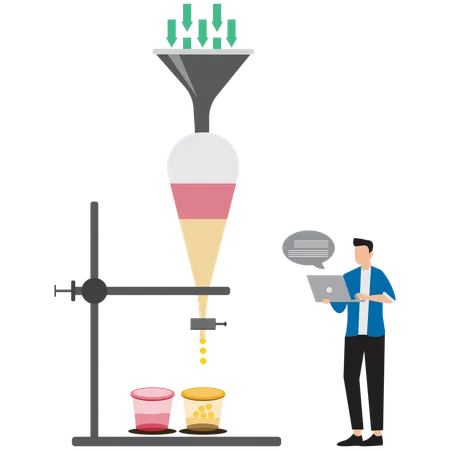 Businessman doing experiment  Illustration