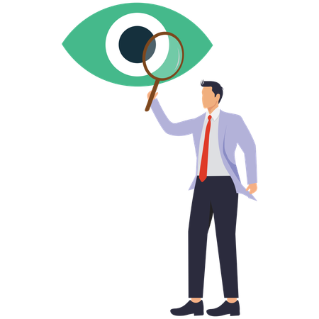 Businessman doing eye research  Illustration
