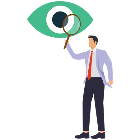 Businessman doing eye research  Illustration