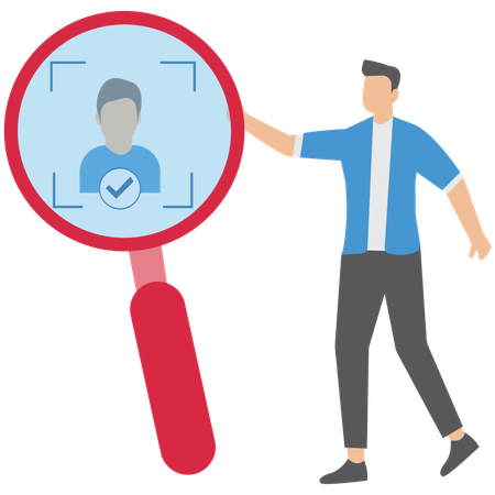 Businessman doing facial recognition  Illustration