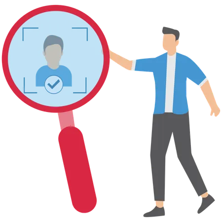 Businessman doing facial recognition  Illustration