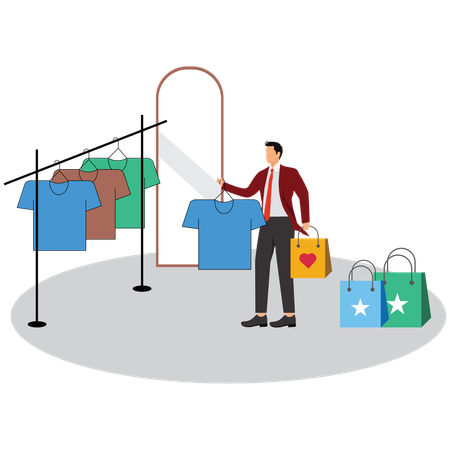Businessman doing Fashion and Apparel Shopping  Illustration