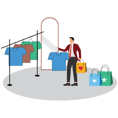 Businessman doing Fashion and Apparel Shopping  Illustration