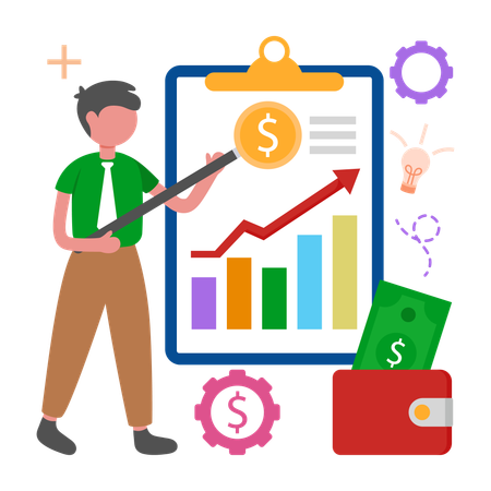 Businessman doing finance Budgeting  Illustration